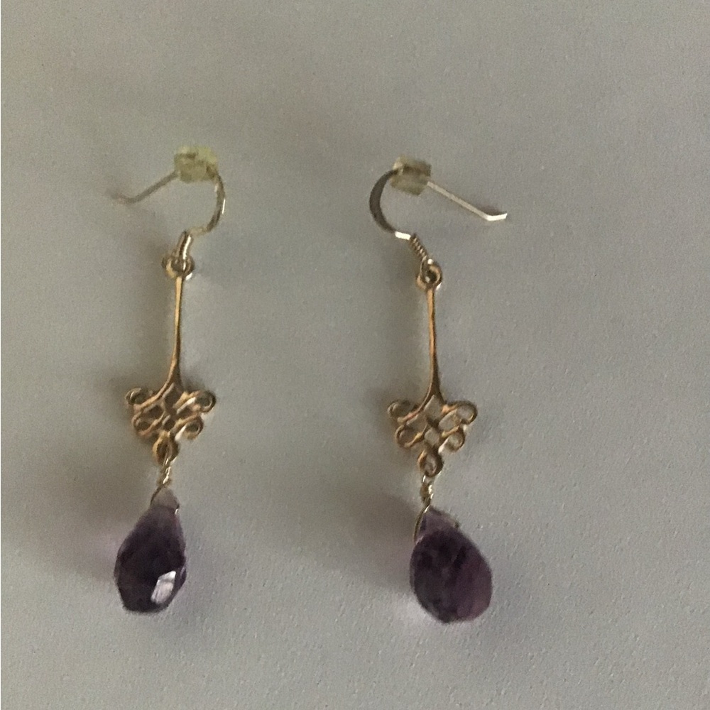 Amethyst drop earrings in sterling silver
